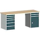Cubio Werkbank W-2078-2.13 in Anthrazit mit Holzoberfläche, B: 120 cm, H: 75 cm, T: 84 cm - Bild 2