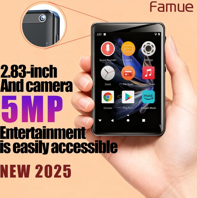 Famue PA03 Mini-Android-MP4-Player mit 2,83 Zoll Display, WiFi, Bluetooth und Hi-Fi-Sound in Schwarz - Bild 1