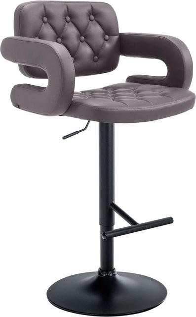 DELUKE Barhocker BURID Barstuhl aus Kunstleder in Braun und Schwarz, höhenverstellbar, drehbar mit Lehne, B/T/H: 62 x 55 x 103 cm - Bild 1