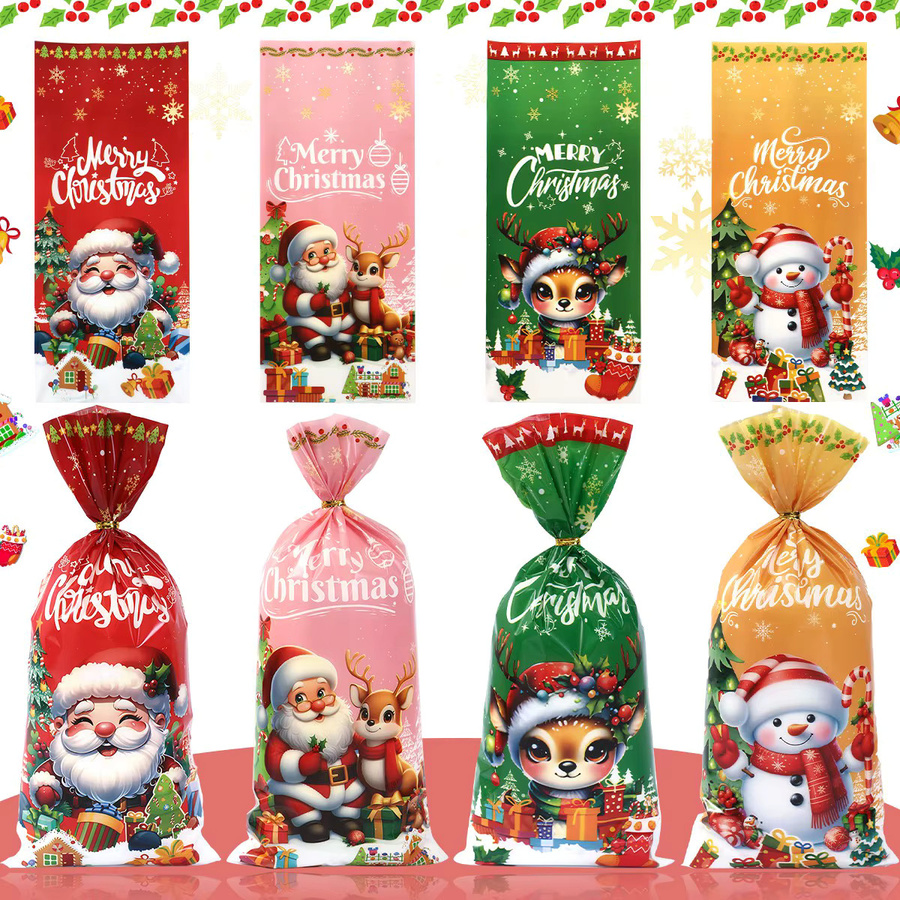 Weihnachts-Süßigkeitentüten mit Weihnachtsmann-Motiv in Rot und Multicolour aus Kunststoff für deine Weihnachtsdekoration und Partyzubehör - Bild 2