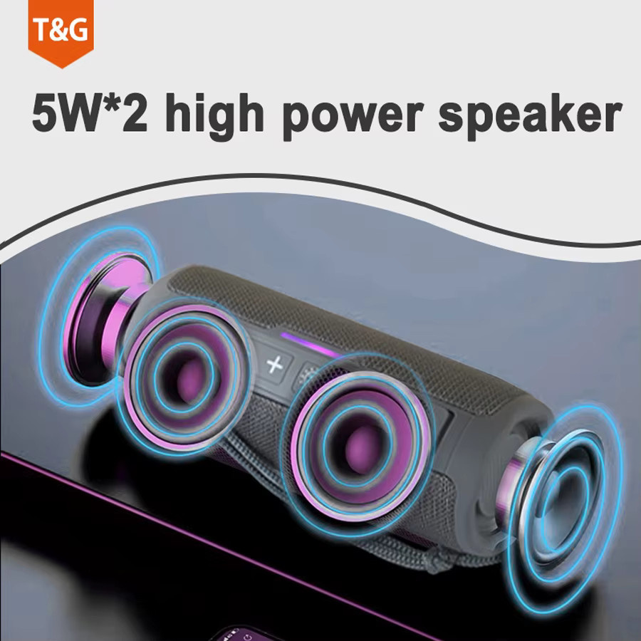 T&G Bluetooth-Lautsprecher in Pink mit 10 W Leistung, tragbarer kabelloser Subwoofer und wasserdichte Soundbox mit FM-Radio - Bild 4