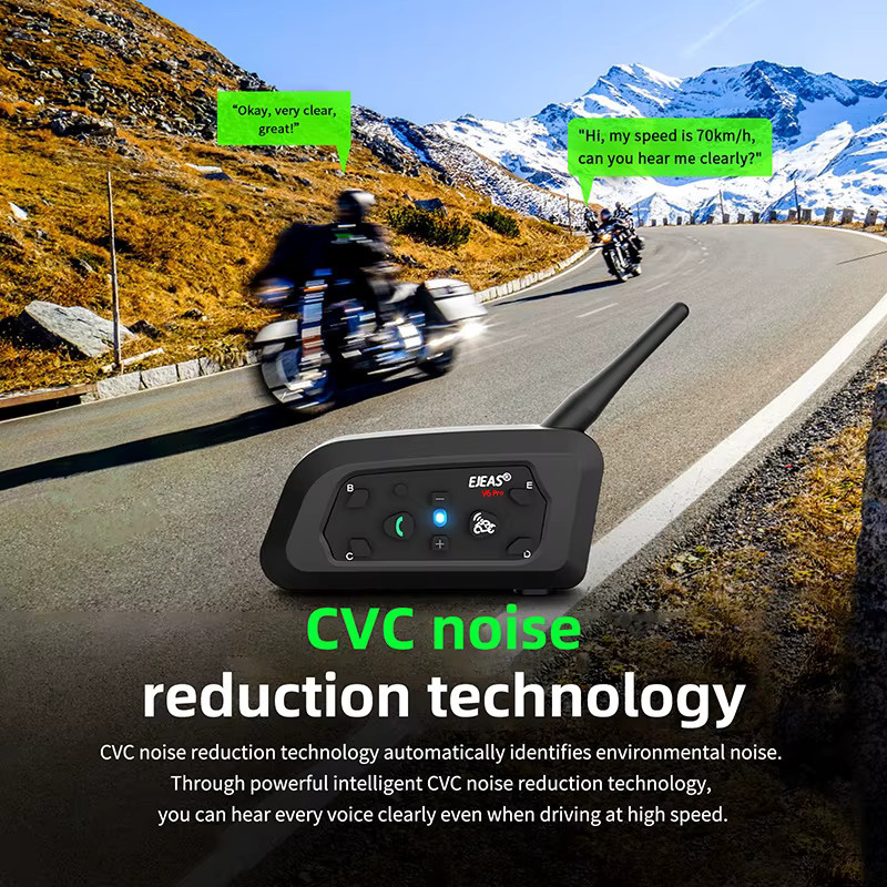 EJEAS V6 PRO+ Bluetooth Motorradhelm-Gegensprechanlage für 6 Fahrer mit 800 m Reichweite, Rauschunterdrückung und IP67 Wasserdichtigkeit in Schwarz - Bild 3
