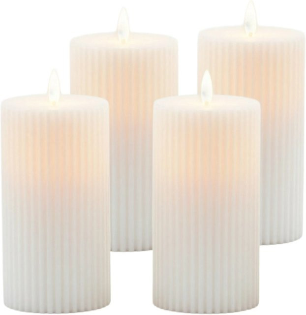 Relaxdays LED Kerzen 4er Set aus Echtwachs in Weiß, flackernd, Höhe: 18 cm - Bild 1
