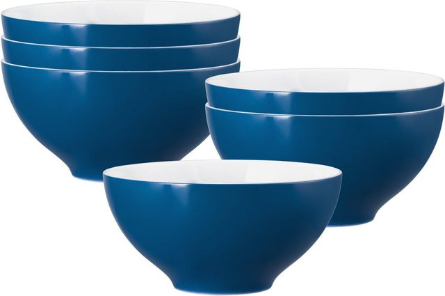 Seltmann Weiden Schüsseln Life Fashion aus Keramik, 6er Set, Weiß/Blau, Durchmesser: 15,5 cm - Bild 1