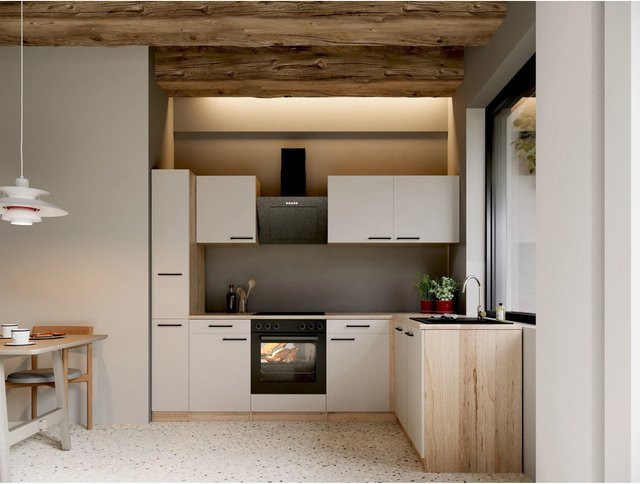Respekta Merle L-Küche modern in Kaschmir mit Soft-Close-Türen, Breite: 250 cm, Höhe: 172 cm, Tiefe: 60 cm - Bild 1