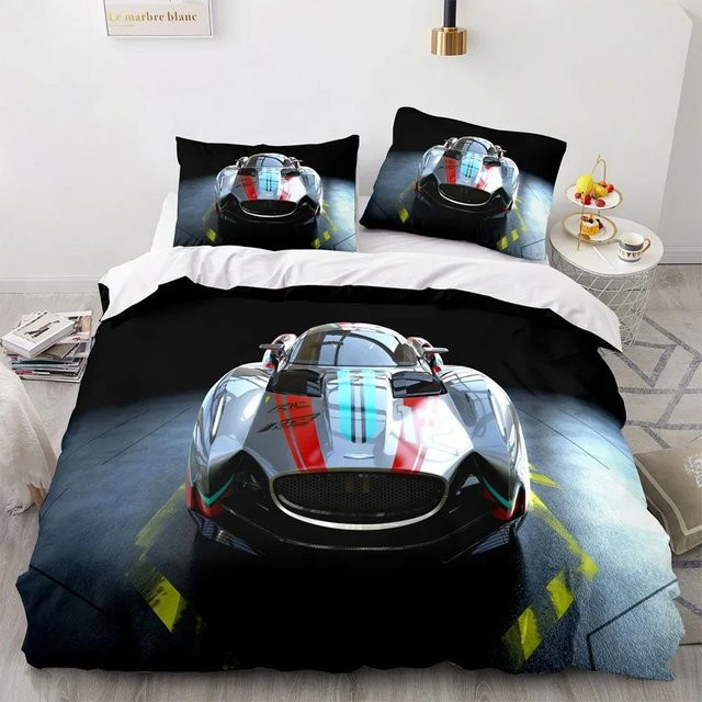 Gu Tao Bettwäsche Set Sportwagen Supercar Design für Kinder, 3-teilig, Mehrfarbig, B/H: 135 x 200 cm - Bild 1