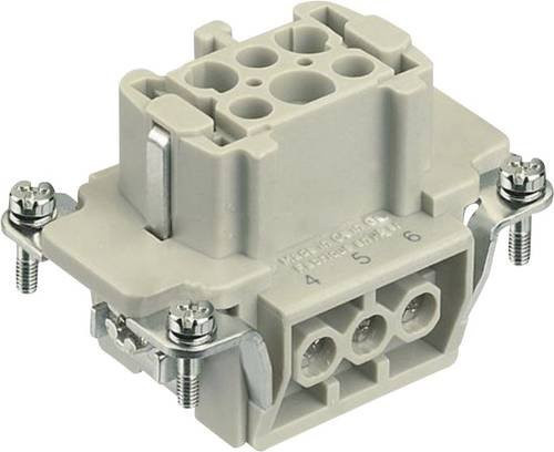 HARTING Buchseneinsatz Han E 6 + PE Schrauben, Grau, 09330062701 - Bild 1