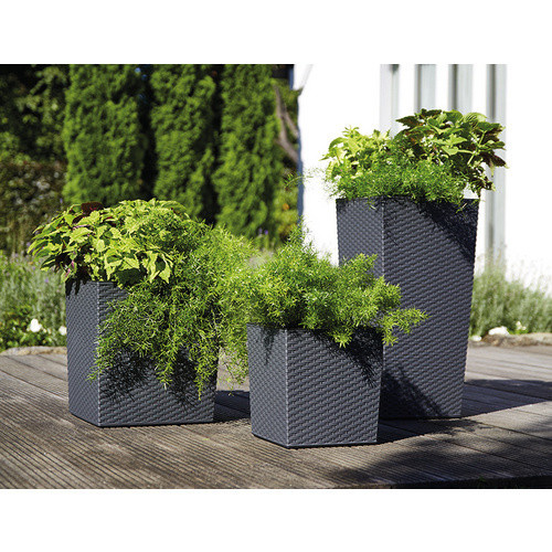 Siena Garden Pflanzgefäß Nizza Groove aus Kunststoff in Anthrazit B/T/H: 25 x 25 x 46,5 cm - Bild 3