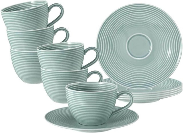 Seltmann Weiden Kaffeetassen mit Untertassen Beat Color Glaze Blau 6er Set 260 ml - Bild 1