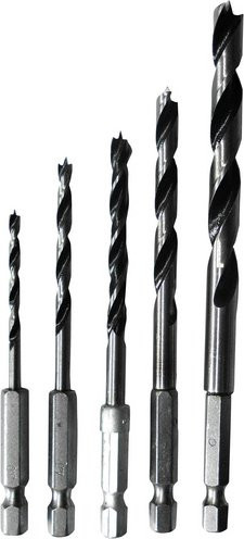 Connex Spiralbohrer-Set aus Stahl mit 1/4 Zoll Sechskant in Silber, Durchmesser: 3 mm, 4 mm, 5 mm, 6 mm, 8 mm - Bild 1