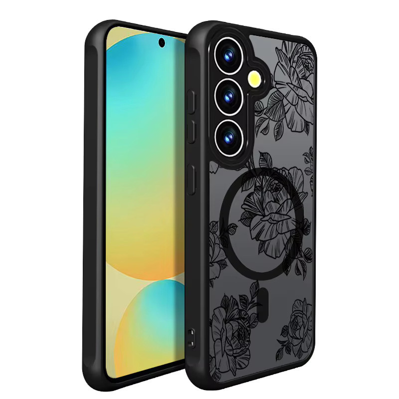 Magnetische Acryl-Handyhülle mit weißem Blumenmuster für Samsung Galaxy S26 S25 S24 S23 S22 Ultra Plus FE und S25 Edge - Bild 4