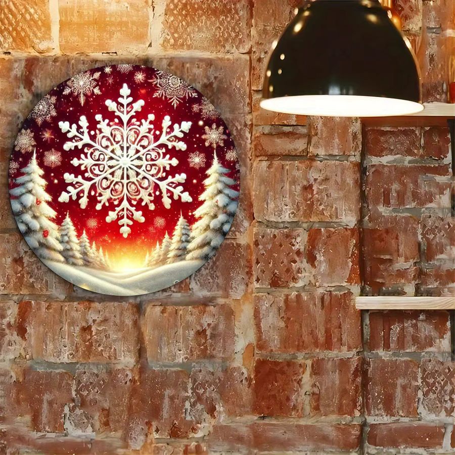 Potdemiel Weihnachts-Schneeflocken-Metallschild, rund, Wanddekoration Durchmesser: 20 cm - Bild 5