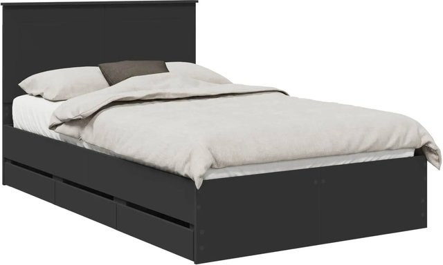 vidaXL Bettrahmen mit Schubladen in Schwarz aus Holzwerkstoff, B/T/H: 120 x 190 x 34,5 cm - Bild 1
