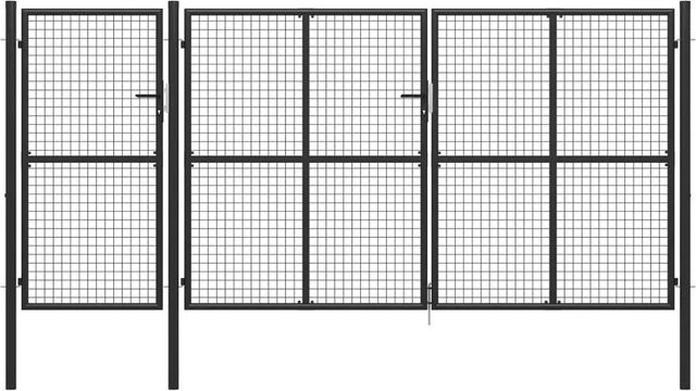 vidaXL Gartentor aus Stahl in Anthrazit, Doppelstor, B: 400 cm, H: 150 cm - Bild 1