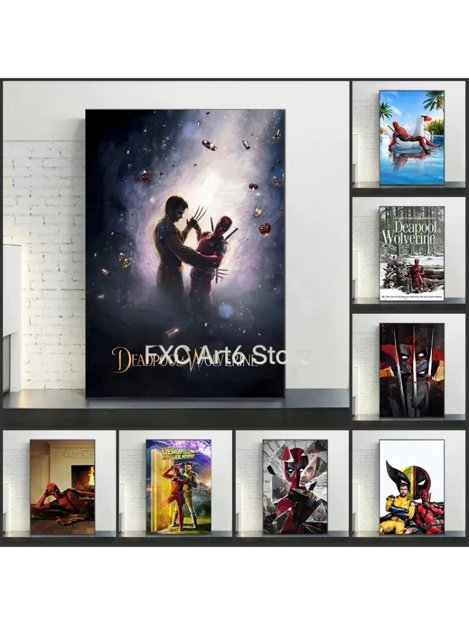 Rahmenloses Leinwandgemälde Marvel Deadpool und Wolverine Wandkunst Poster für dein Kinderzimmer oder Wohnzimmer in Multicolour - Bild 4