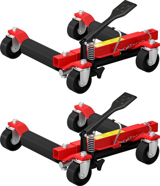 HOMCOM 2er-Set Fahrzeug-Transportroller aus Metall in Schwarz und Rot mit 360 Grad Schwenkrädern und einer Tragfähigkeit von 680 kg - Bild 1