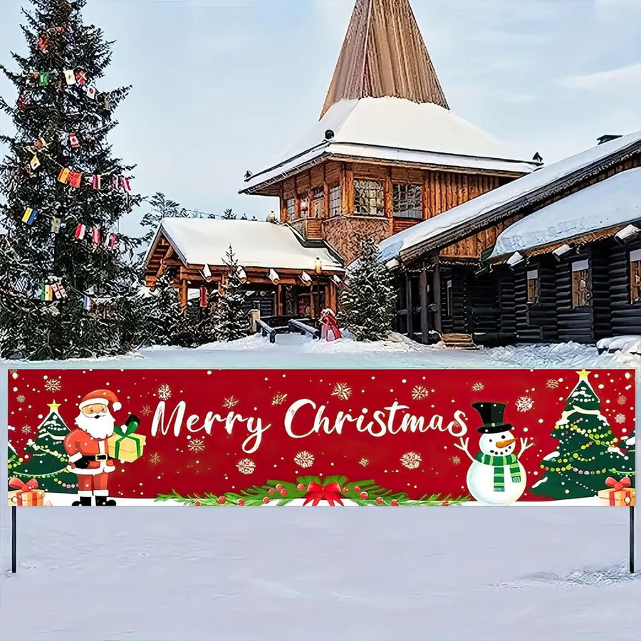 VIKAMA Weihnachts Banner mit Weihnachtsmann und Schneemann, Mehrfarbig, B/H: 180 x 35 cm - Bild 2