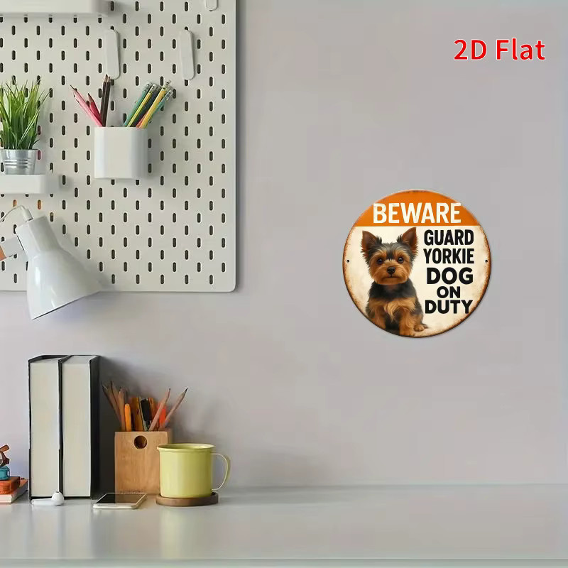 Warnschild Potdemiel Guard Yorkie on Duty mit Yorkshire-Terrier im Vintage-Look, Metall, B/H: 20 x 20 cm - Bild 3