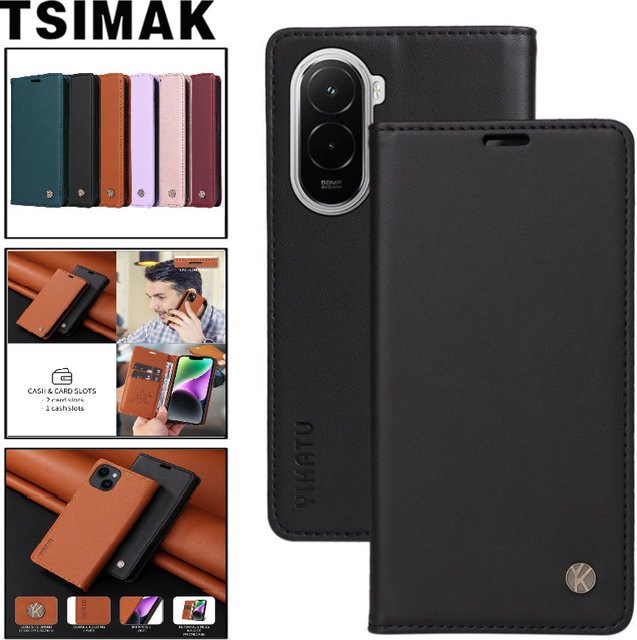 Xiaomi Poco M7 Flip Wallet Ledertasche mit starkem Magnetverschluss in Lila - Bild 1