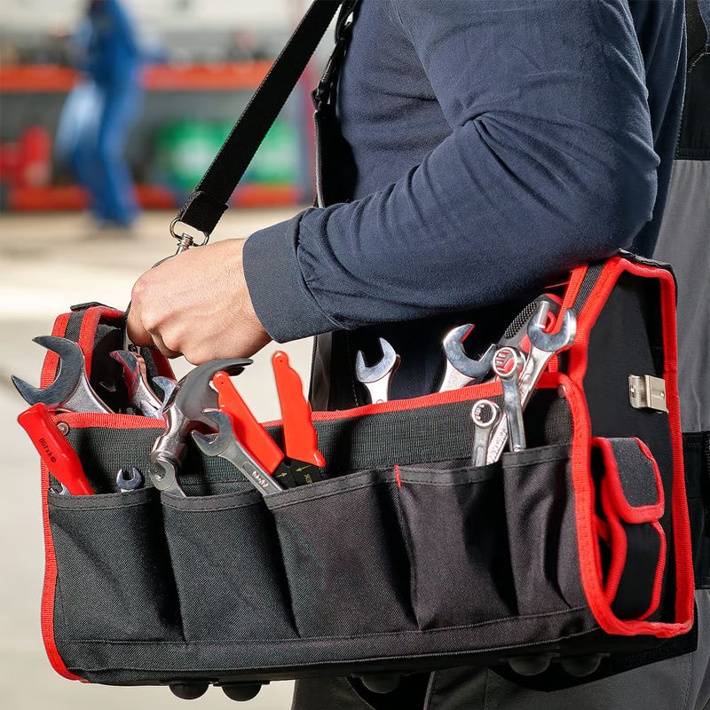 Monzana Werkzeugtasche aus Polyester in Schwarz/Rot mit Tragegurt, Breite: 33 cm - Bild 4
