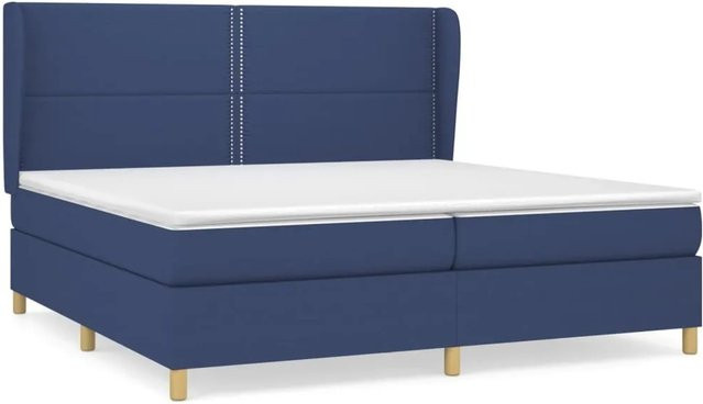 vidaXL Boxspringbett mit Matratze Hybrid-Design in Blau und Weiß, B/T/H: 200 x 200 x 128 cm - Bild 1