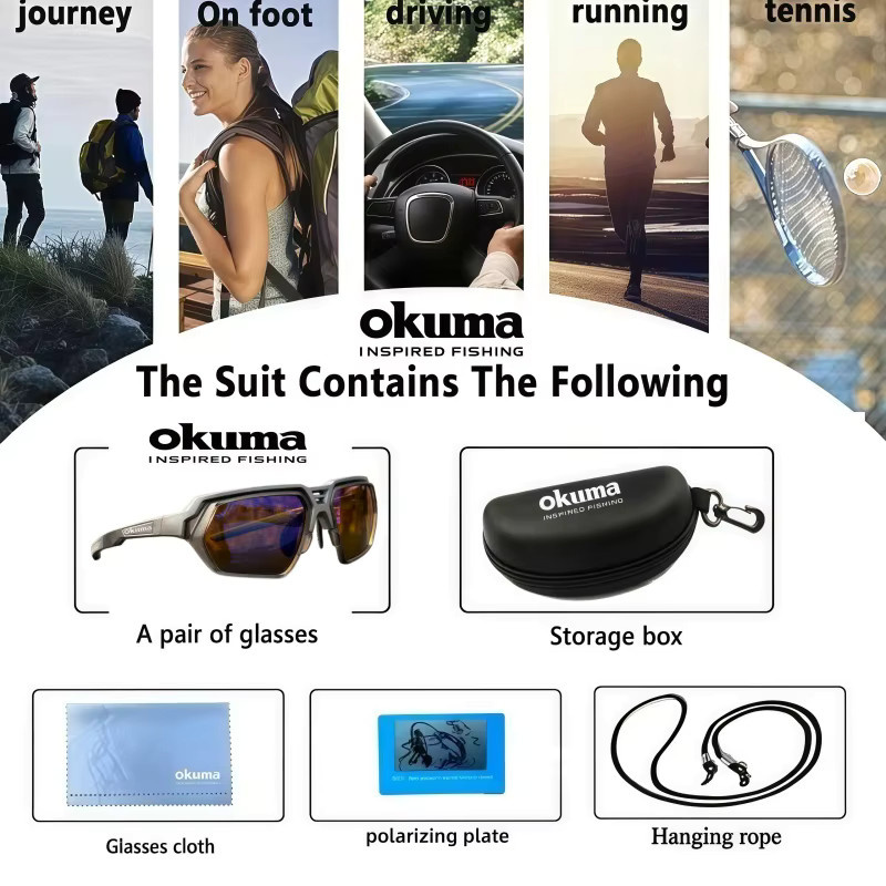Okuma Angelbrillen, polarisiert, Vollrand, Kunststoff, rot, grau - Bild 4