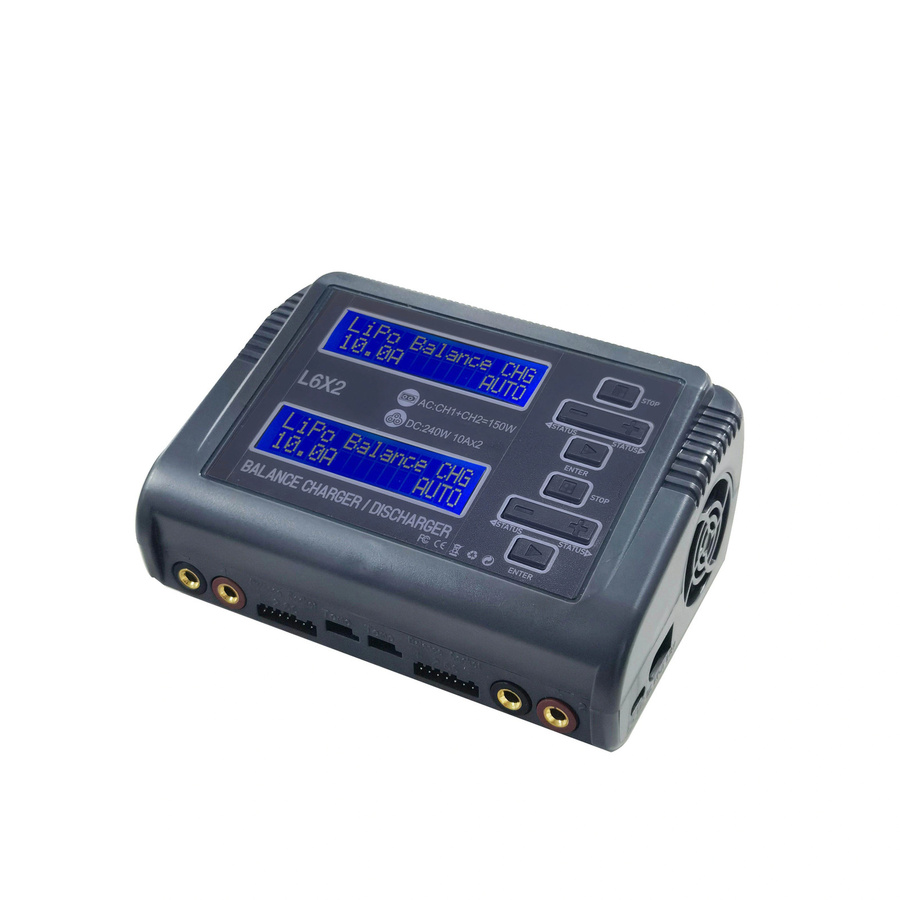 HTRC L6X2 Duo 10A Akku-Ladegerät AC 150W DC 240W RC Balancer-Entlader für 1-6S Li-Ion LiFe NiCd NiMH LiHV PB Smart Akkus in Schwarz - Bild 3