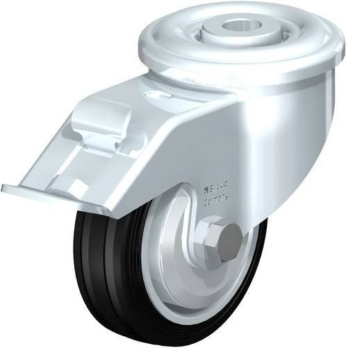 Blickle Lenkrolle LER-VE 80R-FI-FA mit Feststeller, Rad-Durchmesser: 80 mm, Tragfähigkeit: 50 kg, verzinkter Stahl, Farbe: Silber/Schwarz - Bild 1