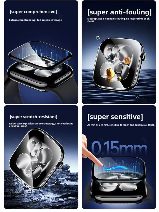 Keramik-Displayschutzfolie für Apple Watch Modelle 38 mm bis 49 mm, transparent - Bild 6