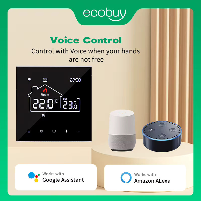 Tuya Smart Wifi Heizungsthermostat für Bodenheizung und Gasheizung in Schwarz mit App- und Sprachsteuerung für Google Home und Alexa - Bild 3