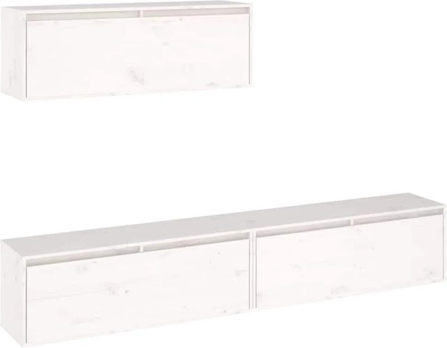 vidaXL 3-teiliges TV-Schrank-Set aus weißem Kiefer-Massivholz für dein Wohnzimmer - Bild 1