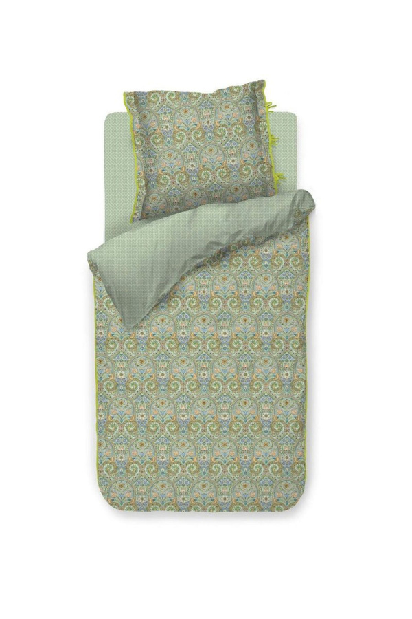 PIP Studio Perkal Bettwäsche Kikoy Green mit floralen Blütenornamenten, grün, wendbar, B/H: 135 x 200 cm mit Kissenbezug 80 x 80 cm - Bild 1