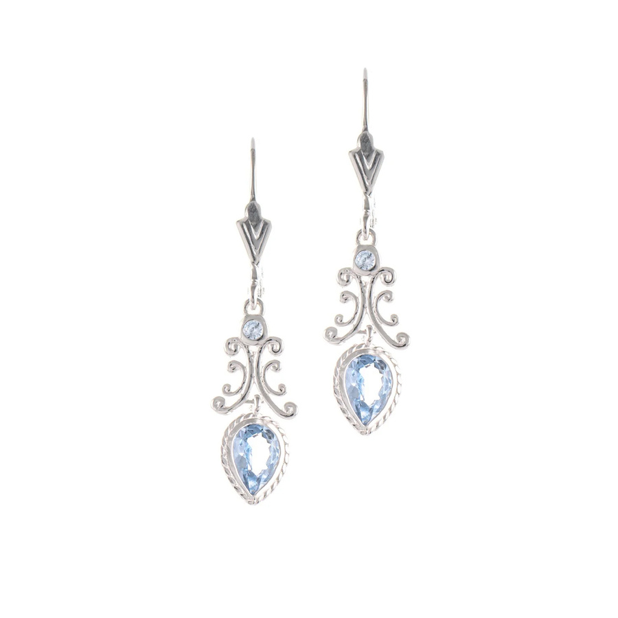 Ohrringe 925 Silber, Zirkonia, hellblau, Damen - Bild 1