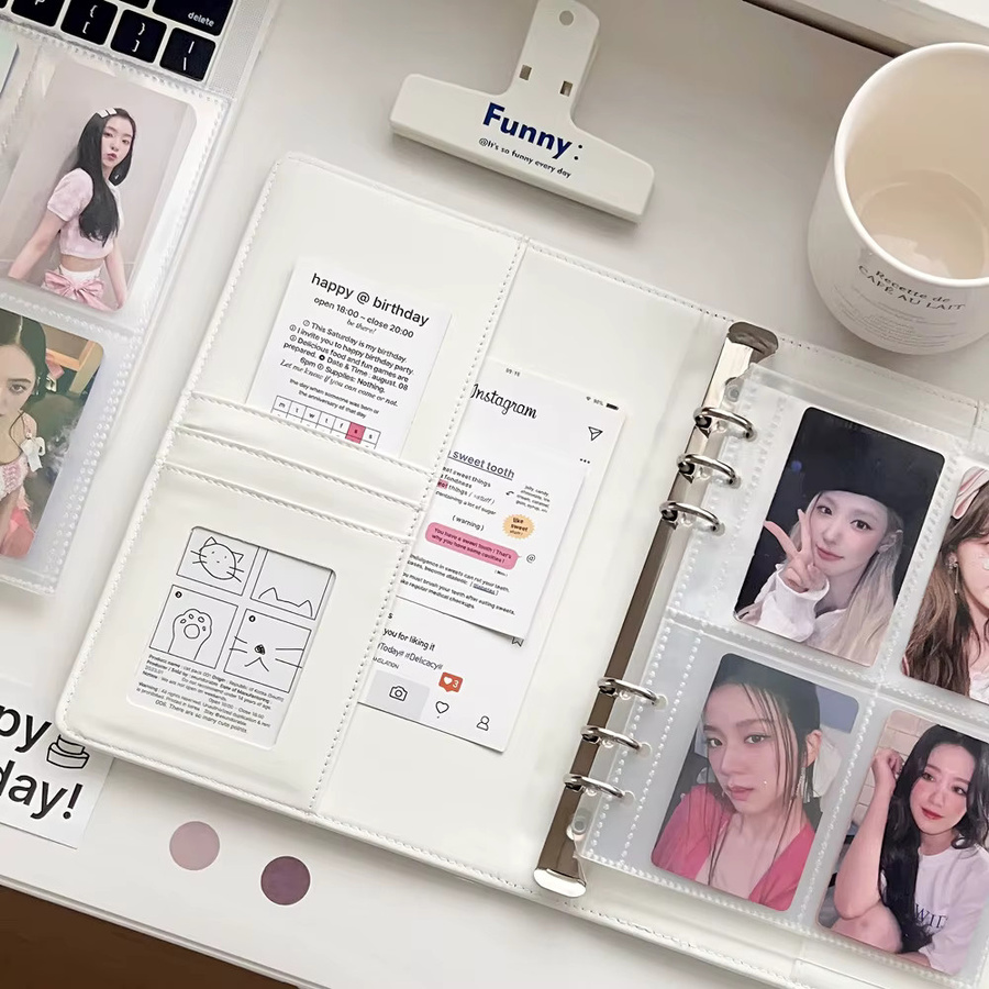 MINKYS Fotokartenalbum Süße Katze A5 Kpop Sammelbuch für Idol Fotokarten in Weiß - Bild 4