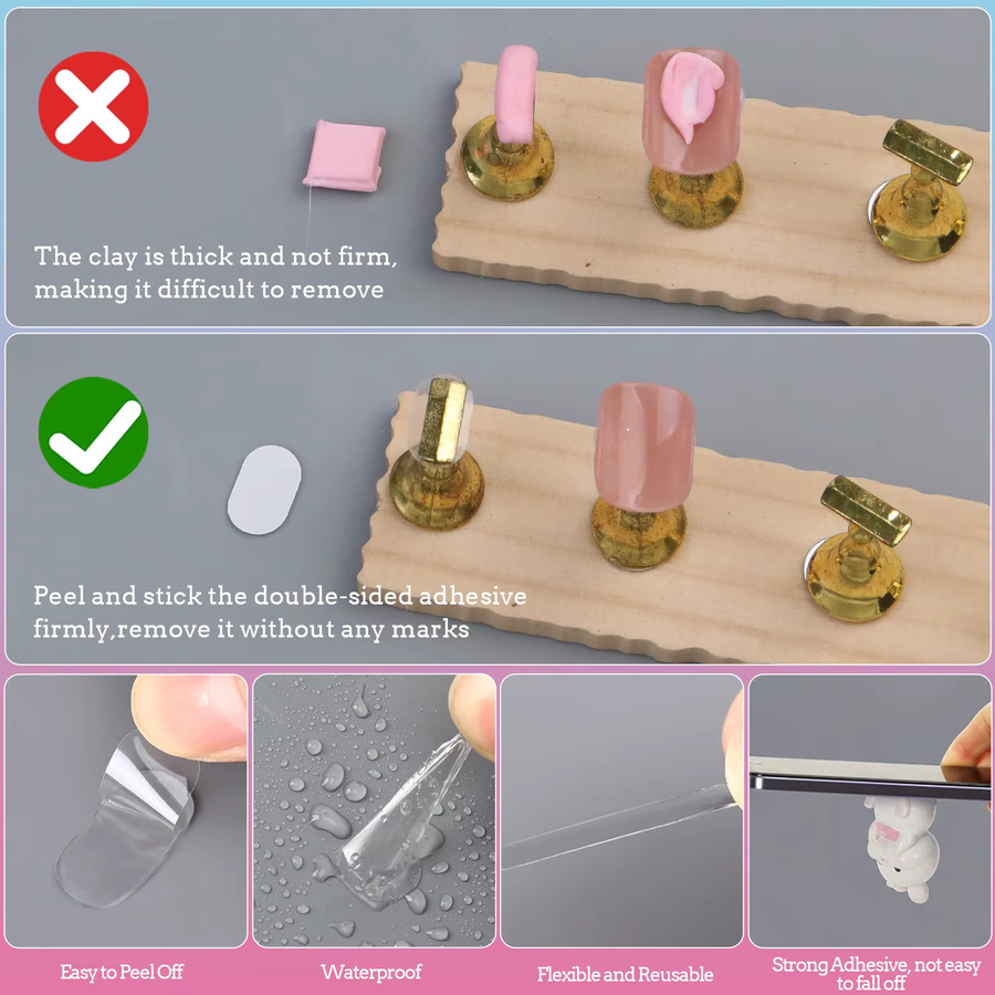 Misscheering Nagelkunst-Display-Klebeaufkleber, doppelseitig, transparent, 400 Stück - Bild 2