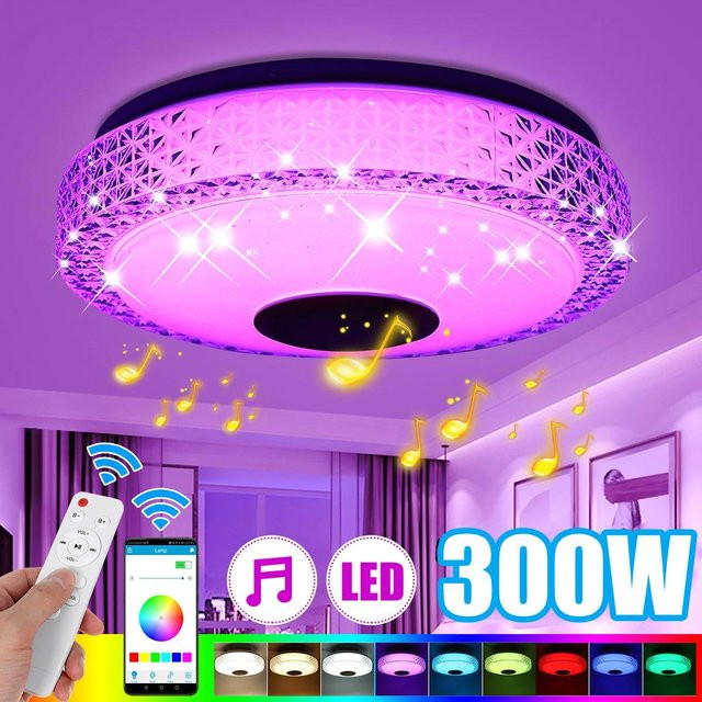 Liming Home Moderne Smart LED Deckenleuchte mit RGB Beleuchtung, 300W, Schwarz, Bluetooth App und Fernbedienung - Bild 1