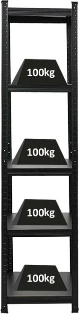 PROREGAL All Black Series Ragnar Schwerlastregal in Matt Schwarz, H x B x T: 180 x 45 x 45 cm - Bild 1