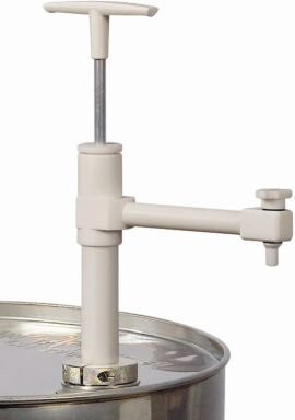 Asecos Fasspumpe für hochreine Flüssigkeiten aus PTFE in Weiß mit 0,4 l/Hub und Absperrhahn - Bild 1