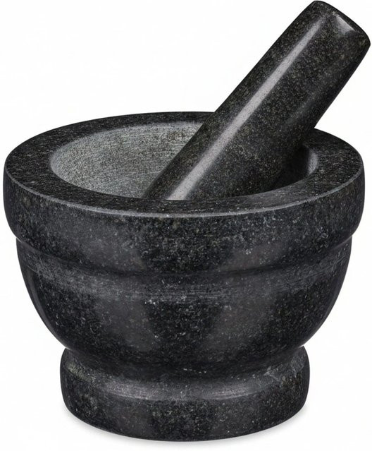 Relaxdays Mörser mit Stößel aus Granit in Grau, Breite: 14 cm, Tiefe: 10 cm - Bild 1