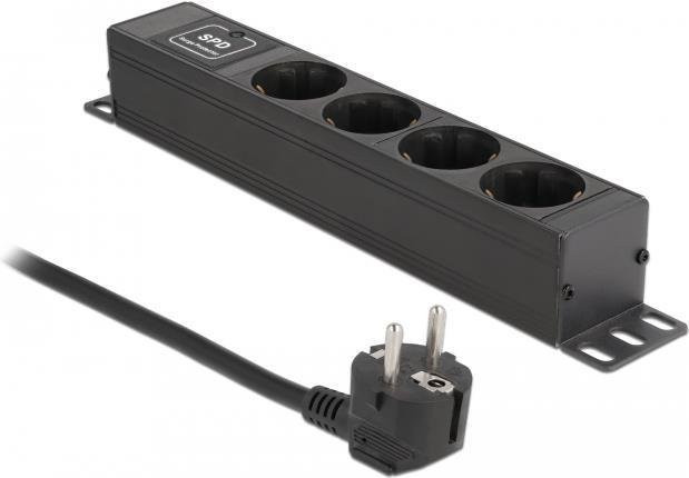 Delock Steckdosenleiste für Wandmontage in Schwarz mit 4 CEE 7/3 Anschlüssen und 1,5m Kabel - Bild 1