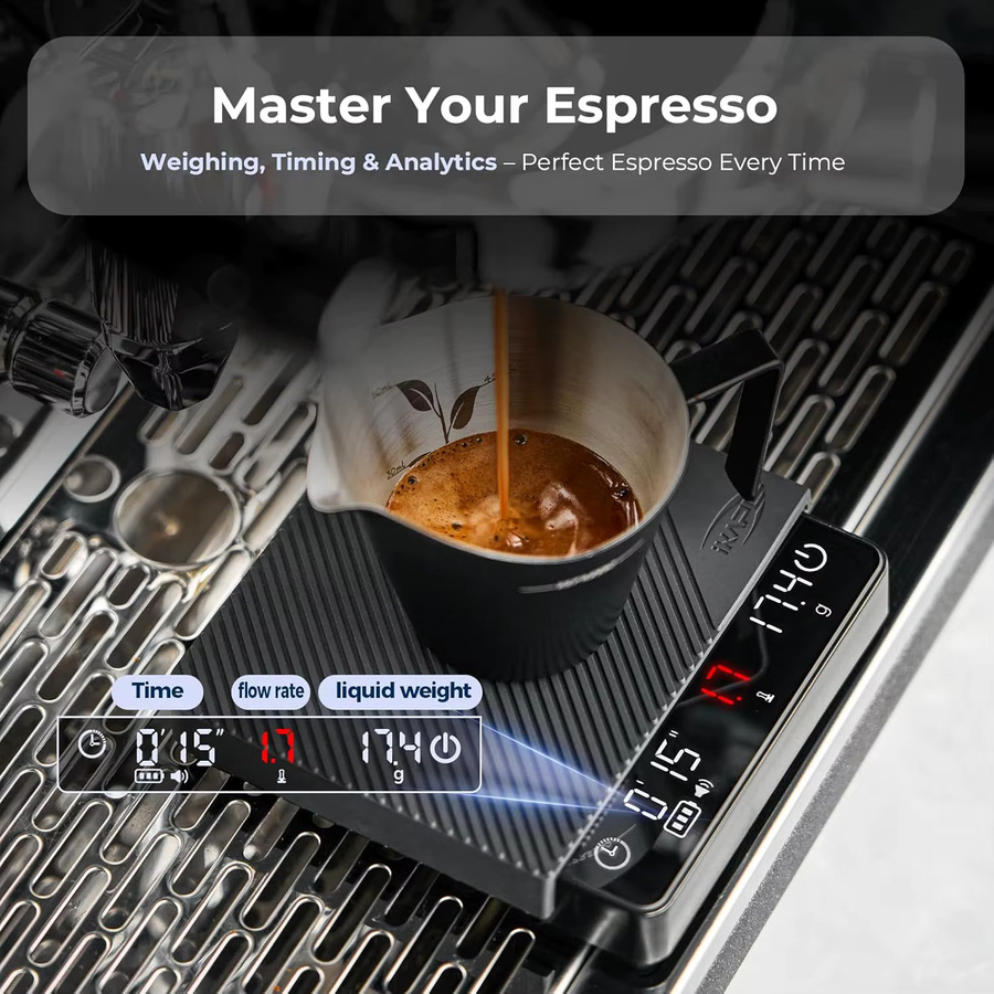 IKAPE Glas-Espresso-Kaffeewaage mit Timer, Präzisions-Digitalwaage in Schwarz, 2kg Kapazität mit 0,1g Genauigkeit inklusive Silikonmatte und 4-in-1-Modi - Bild 4