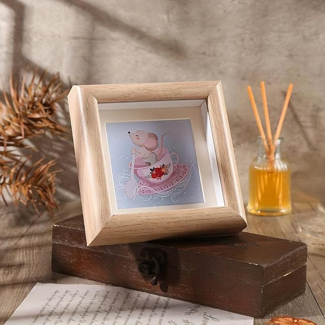 SZ-Damai Mini Holz Bilderrahmen Quadratisch in Grau für Tisch und DIY Präparate - Bild 1