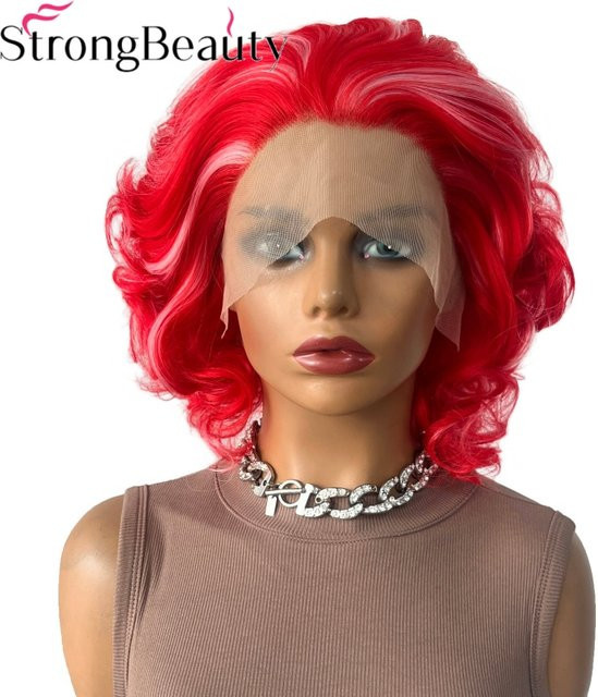 StrongBeauty Lace-Front-Perücke, orange-rot, synthetisch, Damen - Bild 1