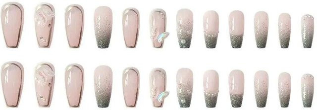 TianJinGeErLiShangMaoYouXianGongSi Künstliche Nägel mit Strass, 24 Stück, Damen, glänzend - Bild 1