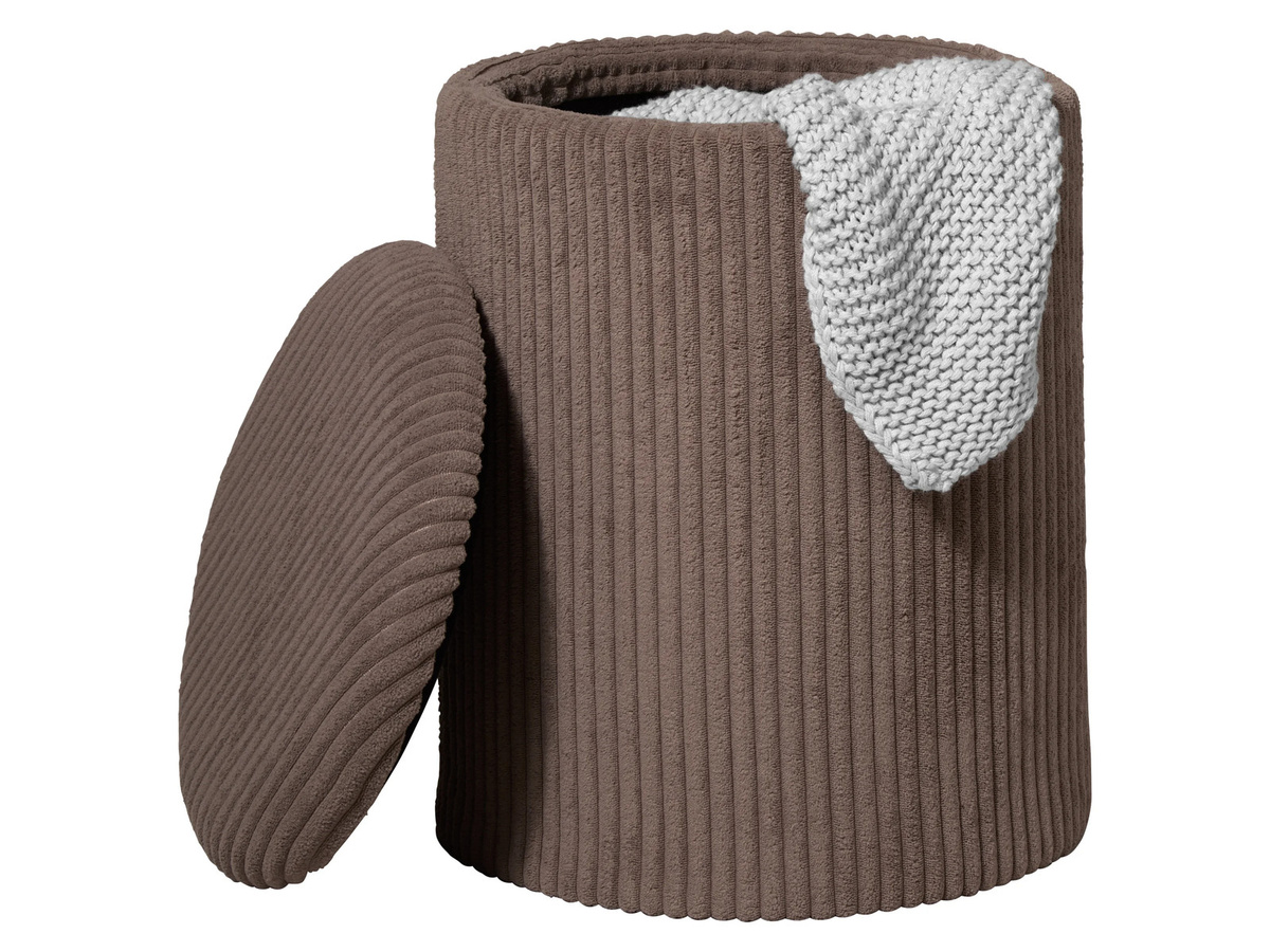 LIVARNO Hocker mit Staufach aus Samt in Braun, B/T/H: 41 x 41 x 35 cm - Bild 2
