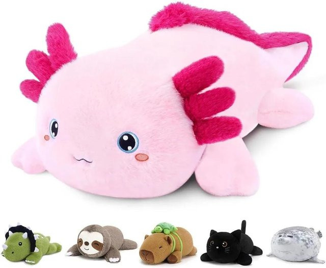 Gewichtetes Plüsch-Axolotl, Kuschelkissen, 25 cm, ab 3 Jahre - Bild 1