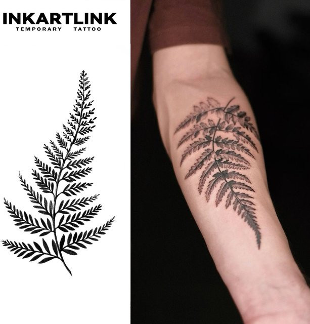 INKARTLINK Temporäres Tattoo, große Blätter, wasserfest, semi-permanent - Bild 1
