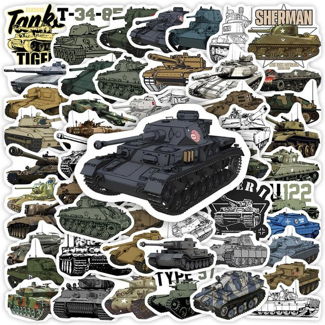 Wasserdichter Panzer Illustration Aufkleber von Binchi Outdoor Product in Multicolour für Laptop und Gepäck - Bild 1