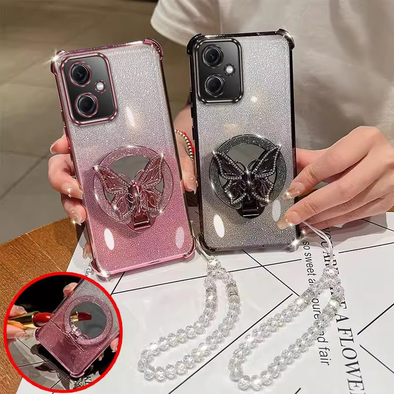 Schmetterling Handyhülle mit Lanyard für Xiaomi Redmi 10C 13C 14C 15C in Pink - Bild 3