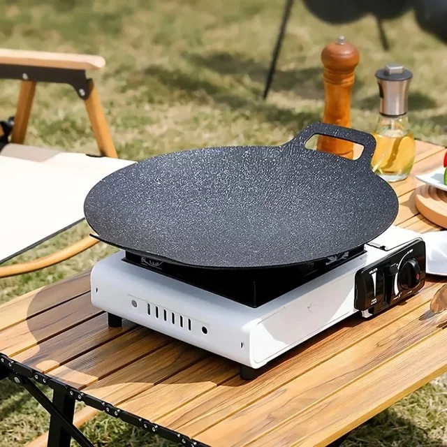 Antihaftbeschichtete Gusseisen Grillpfanne in Schwarz mit doppeltem Griff für Koreanisches BBQ, Durchmesser: 28,0 cm - Bild 1